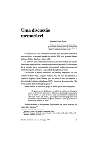Capa do artigo "Uma discussão memorável", de Walter Costa Porto.