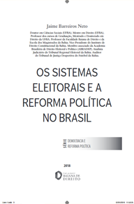 Capa do livro "Os sistemas eleitorais e a reforma política no Brasil", de Jaime Barreiros Neto