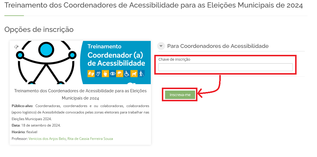 Chave de inscrição